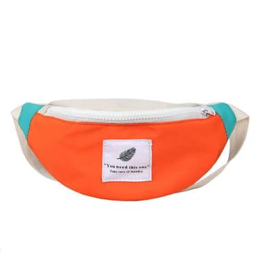 Imagem de Pochete infantil de lona ajustável, bolsa tiracolo pequena para meninos e meninas, Laranja, one size