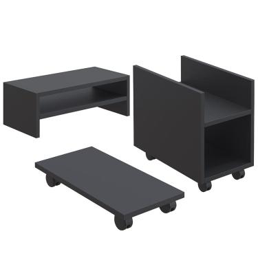 Imagem de Kit Suporte Para Cpu Nobreak Guide Cyber e Suporte De Monitor Stand Lap L03 Preto - Lyam Decor