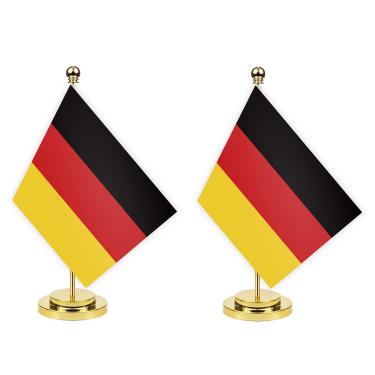 Imagem de MacLand 2 peças bandeira de mesa da Alemanha, faixa interna alemã pequena de 30 cm de altura, decoração de impressão pequena para mesa de escritório e casa