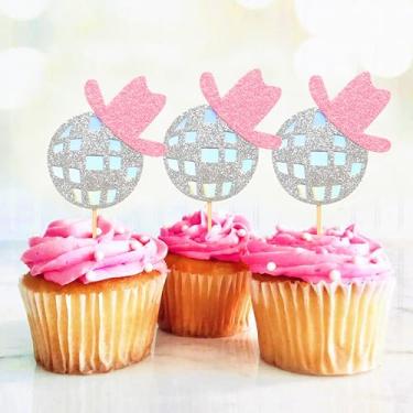 Imagem de Toppers de cupcake Disco Cowgirl - Decorações de festa de discoteca, conjunto de 12 enfeites de cupcake de aniversário de vaqueira, decorações de festa de despedida de solteira