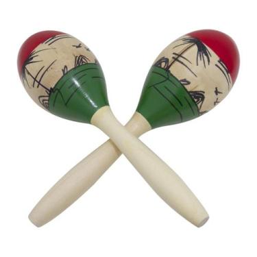Imagem de Kit 3 Pares de Maracas Madeira Pintada a Mão 25cm New York