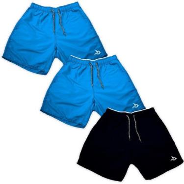 Imagem de Kit 3 Shorts Lisos Masculino Casual Piscina Praia Azul Verão - Bueno S