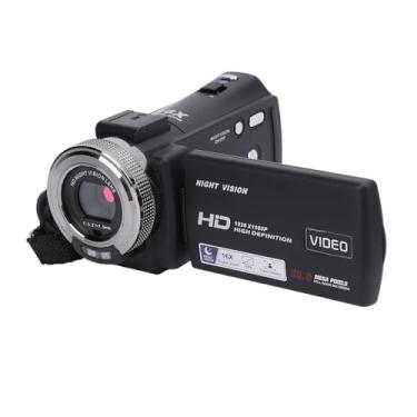 Imagem de Gravador de Câmera de Vídeo 1080P FHD, Filmadora de 30MP 30FPS Com 3,0 Polegadas 270 Graus de Rotação LCD 16X Zoom Anti Shake Captura de Rosto para Vlogging (Regulamentações dos