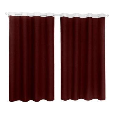 Imagem de Cortina Tecido Oxford Faixa Branco 1,80M X 2,80M - Bordô - Campari