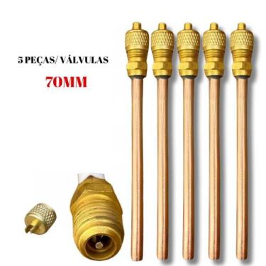 Imagem de Kit 5 Válvula de Acesso Conexão Schrader 1/4 Para Refrigeração Ar Cond