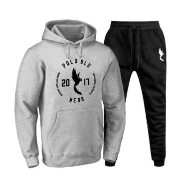 Imagem de Conjunto Moletom Masculino Canguru Confortável Bolsos Capuz - Polo Blu