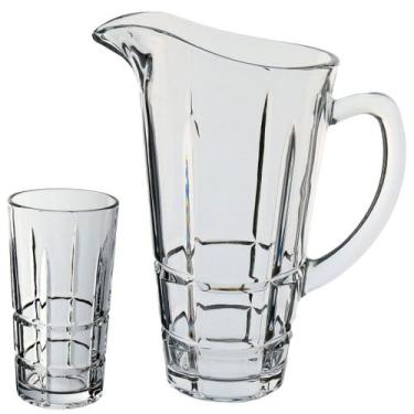 Imagem de JG 7PÇ JARRA/COPOS PARA REFRESCO ÁGUA SUCO HOME&CO VIDRO 1L/300ml TRAN