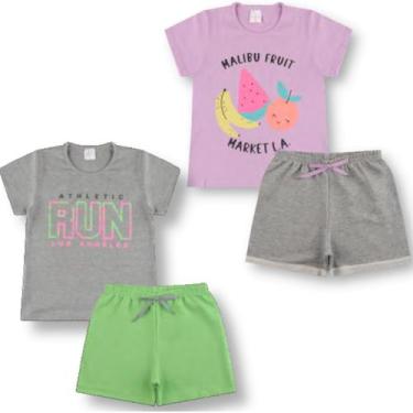 Imagem de Kit 2 Conjunto Verão Básico Infantil Juvenil Feminino Blusinha e Short