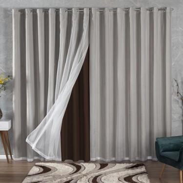 Imagem de Cortina Blackout Tecido 5 Metros com Voil 5,00x2,80 - Feffo Cortinas, 
