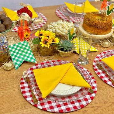 Imagem de Kit Capa Para Supla com Guardanapo Tema Festa Junina Decoração Mesa Po