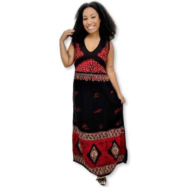 Imagem de Vestido Longo Indiano Regata Bordado Batik com Renda 1015 - Sarat Moda