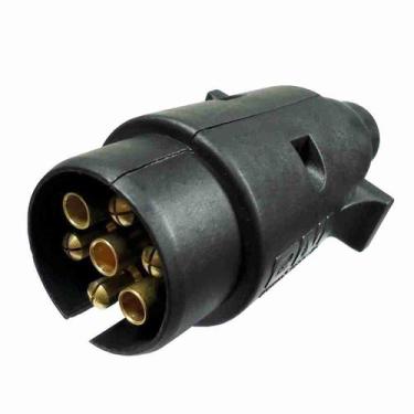 Imagem de Tomada Elétrica Engate Redonda 7 Polos Macho Nylon Preto /24V - DNI