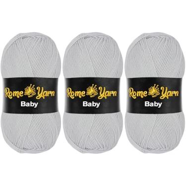 Imagem de Fio de acrílico para bebês #3 Light Worsted DK para tricô e crochê (pacote com 3, cinza...