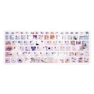 Imagem de WYGCH Capa de silicone para teclado Acer 2020-18 Flagship Swift 3 35.6 cm, Swift 3 SF314-52/53/54/55/56/57, Aspire S 13 S5-371 S5-371T 33.8 cm, Swift 5 35.6 cm SF514, Spin 5 SP51 3 flores cor de água