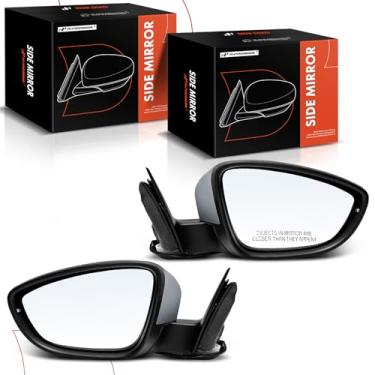 Imagem de A-Premium Par (2) espelhos retrovisores elétricos do lado do motorista e do passageiro - Compatível com Volkswagen Passat 2016 2017 2018 2019 2020 - Aquecido elétrico dobrável preto com seta -