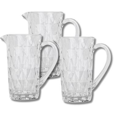 Imagem de Kit Jarra Vidro Diamantada Transparente 1L Mesa Posta Sucos - 3UN - Th