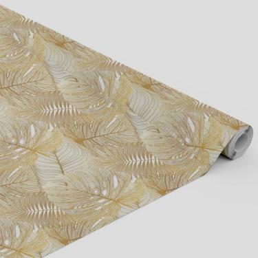 Imagem de Tecido Oxford Estampado Folhas Douradas Costela de Adão - 1,40m - Core