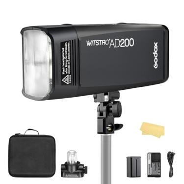 Imagem de GODOX Ad200 200Ws 2.4G Ttl 1/8000 Hss Strobe Flash Strobe Speedlite Monolight com Bateria de Lítio de 2900Mah para Cobrir 500 Fotos com Potência Total e Reciclar Em 0,01-2,1 Segundos