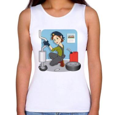 Imagem de Regata Feminina Mecânica - Foca na Moda, Branco, GG