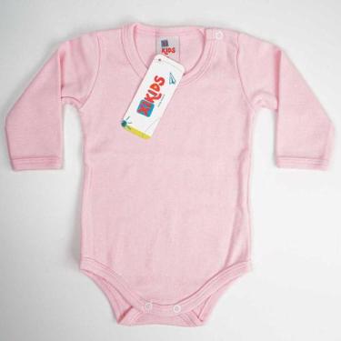 Imagem de Body Bebê Suedine Manga Longa Rosa Liso - Xikids, RN