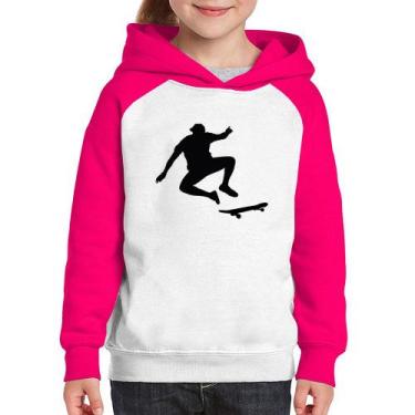Imagem de Moletom Infantil Skatista Manobra - Foca na Moda, Branco, Rosa, 6