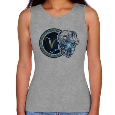 Imagem de Regata Feminina Signo Áries Astrologia - Foca na Moda, Cinza, GG