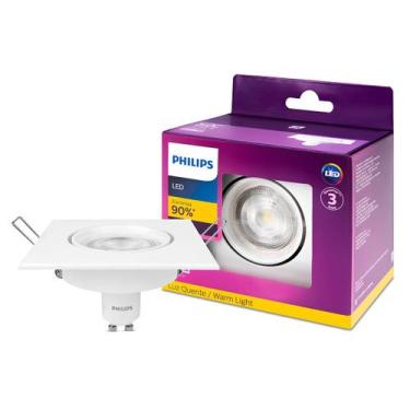 Imagem de Kit 10 spots de led quadrado 5w bivolt base gu10 philips, 110V/220V (B