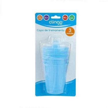 Imagem de Copo de Treinamento Anti Vazamento Azul, 3 Unidades  - Clingo