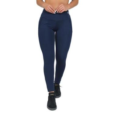Imagem de Legging Feminina Fitness Cós Alto Azul Escuro - Manalinda, P, Azul esc