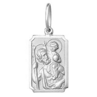 Imagem de Pingente Medio 1.6cm Modelo Retangular Santos Ouro Branco 18k ( 29 San