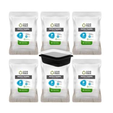 Imagem de Pote Preto 350ml 144un Descartável Marmita Freezer Microondas Fitness 