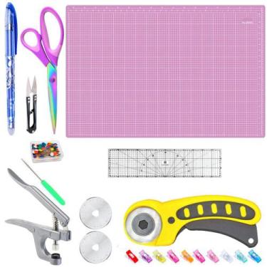 Imagem de Kit Base De Corte Rosa 90x60 + Régua 15x60 + Cortador 45mm - Levolpe