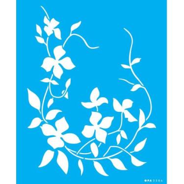 Imagem de Stencil Opa 20 x 25 cm - Cantoneira Flores Clematites - 3386 - Opa Cri