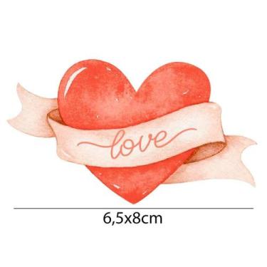 Imagem de Aplique de MDF e Papel - Amor, Aquarela, Coração, Love - APM8-1309 - L