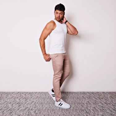 Imagem de Calça Masculina Esporte Fino em Sarja - I.Con, Bege, 40