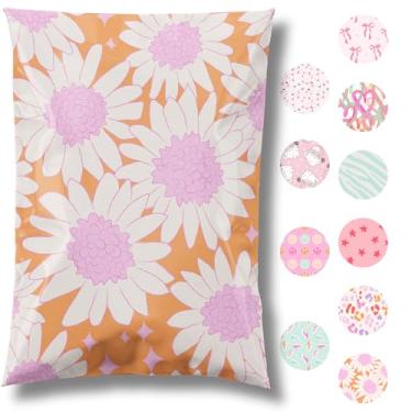 Imagem de Pretty Package 6 x 9 Heavy Duty 3,15 mil Thick Poly Mailer Sacos de envio de plástico para correspondência, pacote com 100, embalagem grande para pequenas empresas, envelopes fofos, bolsa, flores rosa