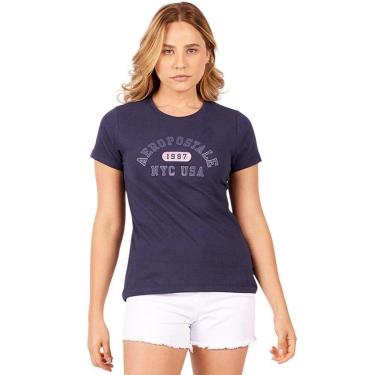 Imagem de Camiseta Aeropostale Silkada Marinho Feminina-Feminino
