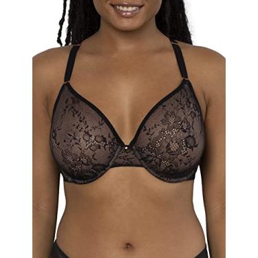 Imagem de Smart & Sexy Sutiã feminino de malha transparente com aro, disponível em pacotes individuais e 2!, Matiz preta com balé febre (renda suave), 40DDD