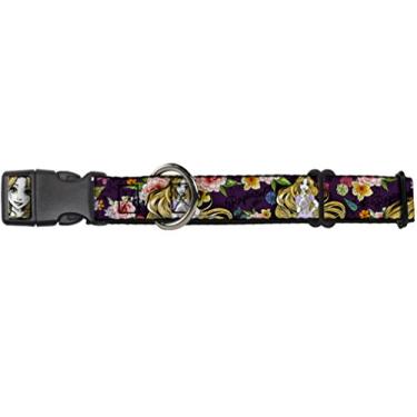 Imagem de Buckle-Down Coleira para cães de gamarra – Poses Rapunzel/Desenho floral – 3,8 cm de largura – Serve para pescoços de 33 a 45,7 cm – Pequena