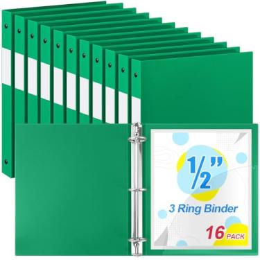 Imagem de Henoyso 16 fichários de plástico com 3 anéis de 0,5 polegadas, flexível, 3 argolas, fichário de plástico a granel, comporta até 21 cm, fichário de folhas soltas de papel para escola, escritório, casa