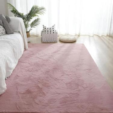 Imagem de Decoração moderna para casa, carpete artificial, sala de estar, macio, fofo, pelúcia, tapete, quarto infantil, carpete, cinza, rosa escuro, 120x160cm, 47x63 pol.