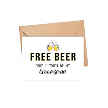Imagem de Emily gift Cartão engraçado Free Beer - Will You Be My Groomsman Card - Will You Be My Best Man Card - Cartão de casamento - Proposta de padrinho