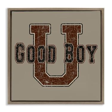 Imagem de Stupell Industries Good Boy U Vintage Framed Floater Canvas Wall Art Design by Spirit Animals/Life Is High, Moldura Flutuante Marrom, 45,7 x 45,7 cm