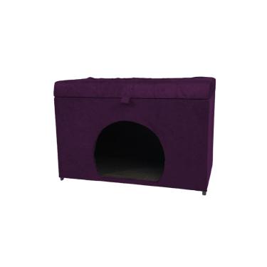 Imagem de Puff Baú Pet Casa P/ Cachorros E Gatos Em Suede - Roxo