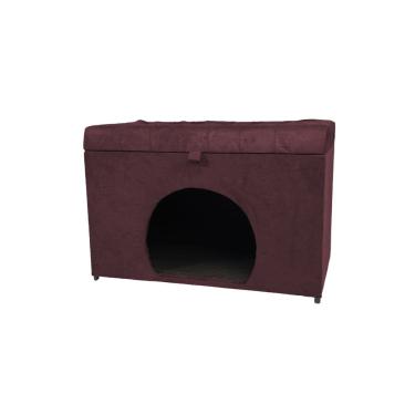 Imagem de Puff Baú Pet Casa P/ Cachorros E Gatos Em Suede - Rose Escuro