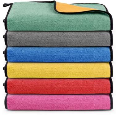 Imagem de Kit 06 Panos Dupla Face Flanela E Microfibra Toalha Limpeza Casa Carro