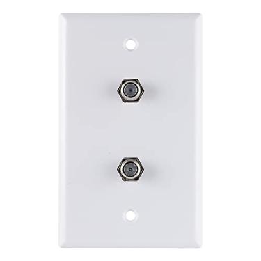 Imagem de UltraPro Placa de parede para cabo coaxial de TV de 2 portas, branca, 1 pacote, conector tipo F de entrada única de duas portas, na parede, 52188