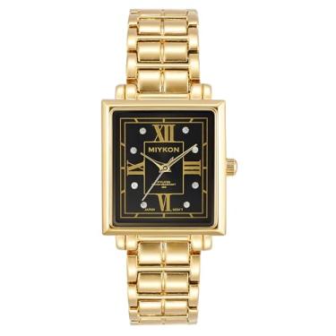 Imagem de Miykon Relógios delicados para mulheres - Relógio feminino quadrado de rosto pequeno com cristais genuínos, pulseira de estilo clássico de luxo para pulsos pequenos e finos, bonito e exclusivo