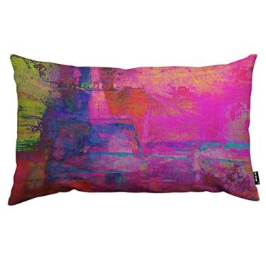 Imagem de TKS MITLAN Capa de almofada arte abstrata 30,48 x 50,8 cm Fúcsia brilhante Magenta Rosa Vermelho Amarelo Verde e Azul Almofadas Decorativas Decoração de Casa de fazenda para Capa de almofada de casa