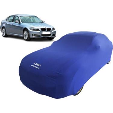 Imagem de Capa Carro Com Logo Bmw 335i Tecido Helanca Luxo - Mz, Azul